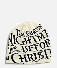 HUF x The Nightmare Before Christmas Natural & Black Reversible Skully Beanie