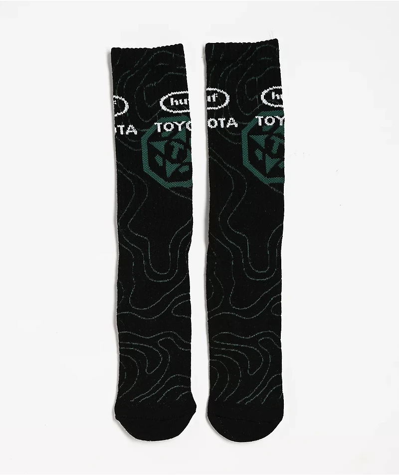 HUF x Toyota Topography Black Crew Socks