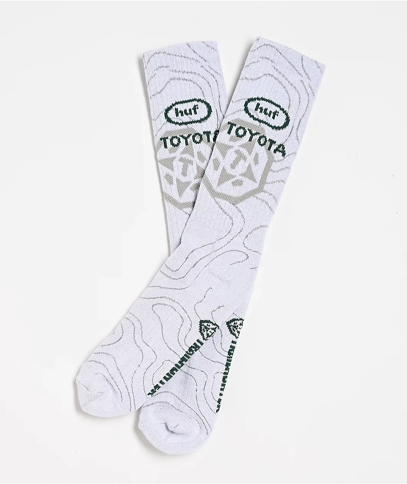 HUF x Toyota Topography White Crew Socks