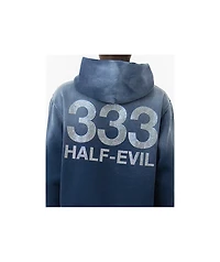 Half Evil Rhinestone Navy Wash Hoodie
