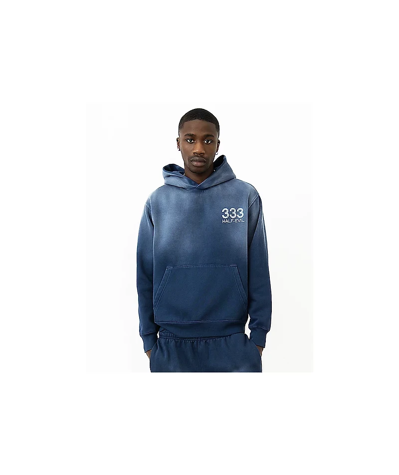 Half Evil Rhinestone Navy Wash Hoodie