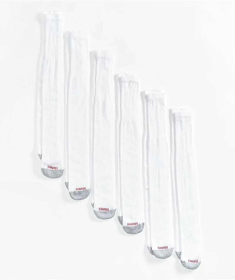 Hanes Over The Calf 6 Pack White Tube Socks