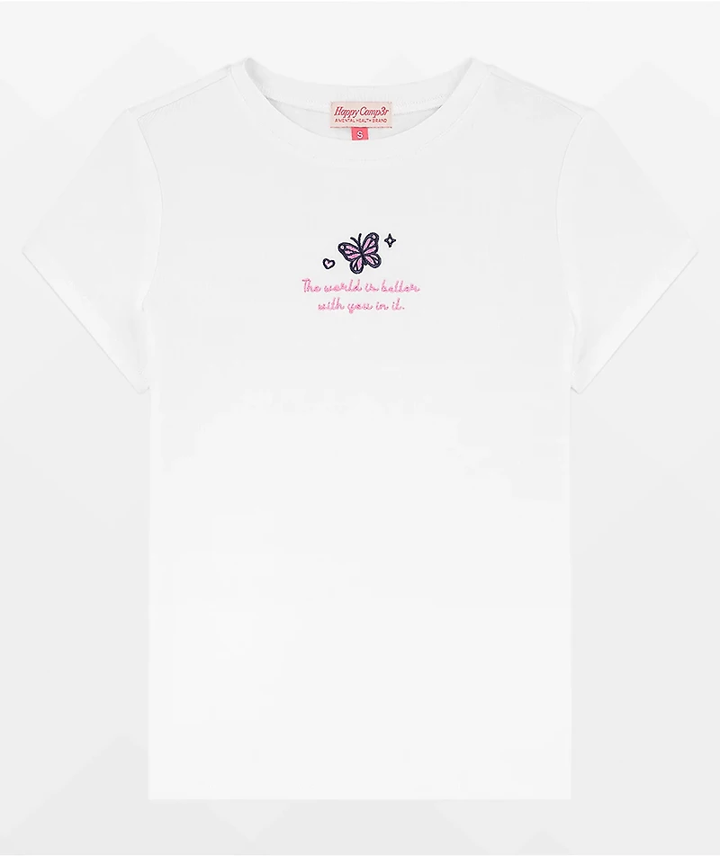 Happy Camp3r Butterfly Baby White T-Shirt