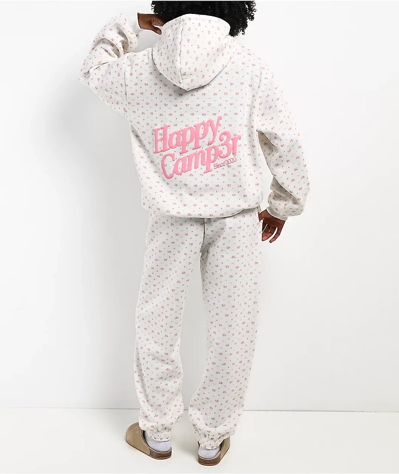 Happy Camp3r Garden Confetti White Sweatpants