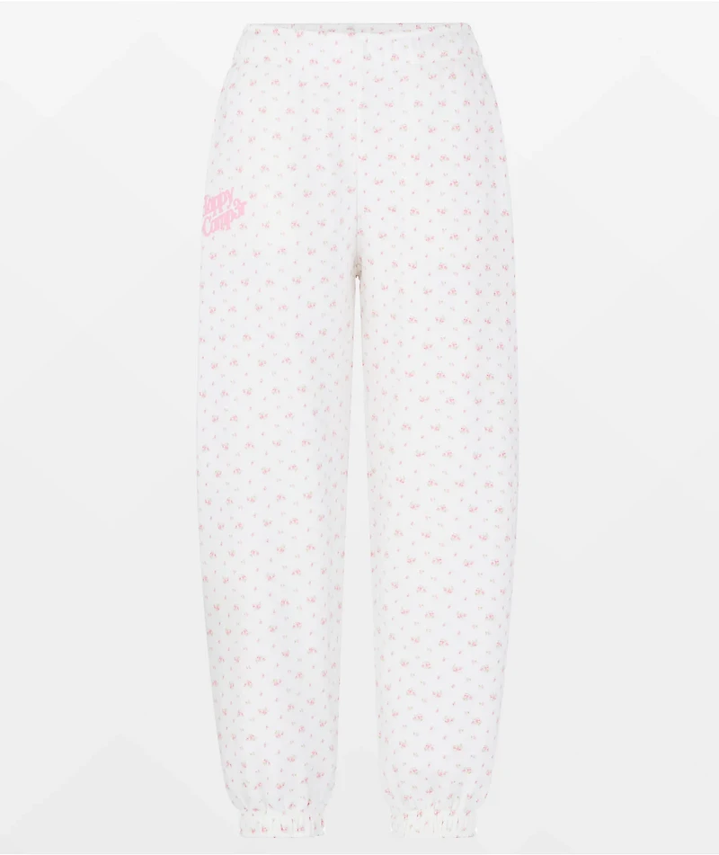 Happy Camp3r Garden Confetti White Sweatpants