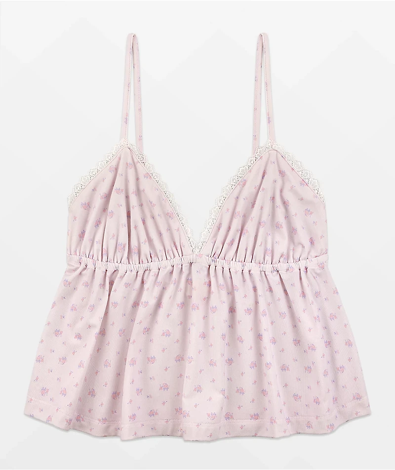 Happy Camp3r Penelope Ballet Garden Pink Crop Tank Top