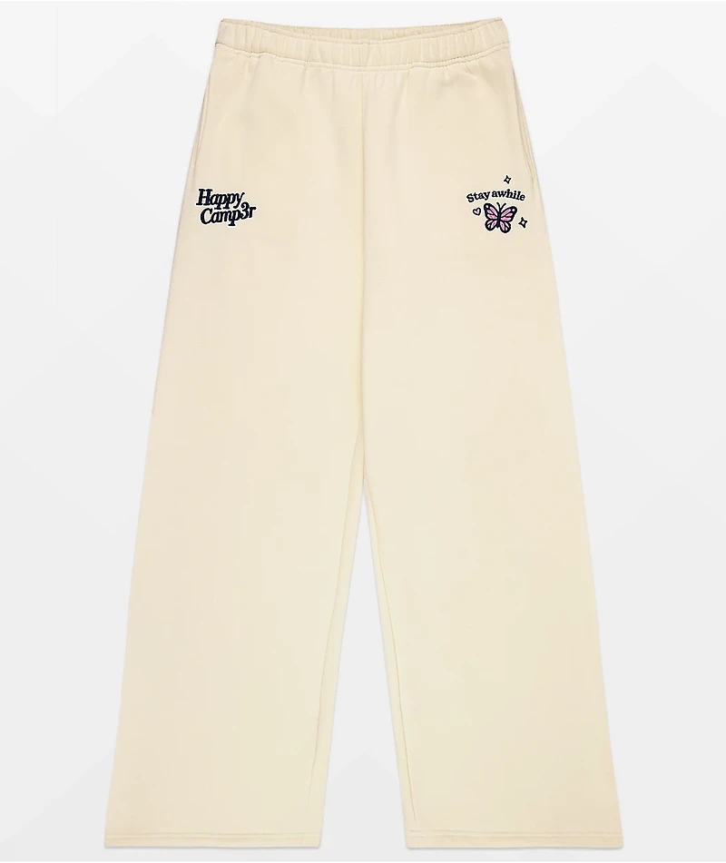 Happy Camp3r The World Is Better Cream Sweatpants