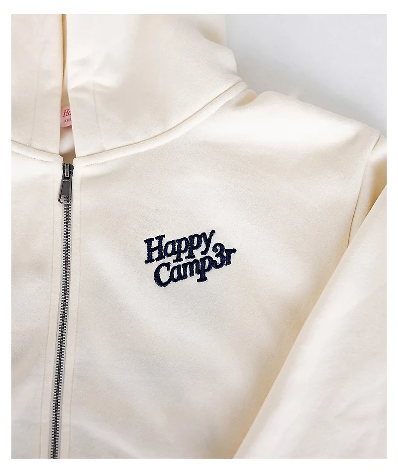 Happy Camp3r The World Is Better Cream Zip Hoodie