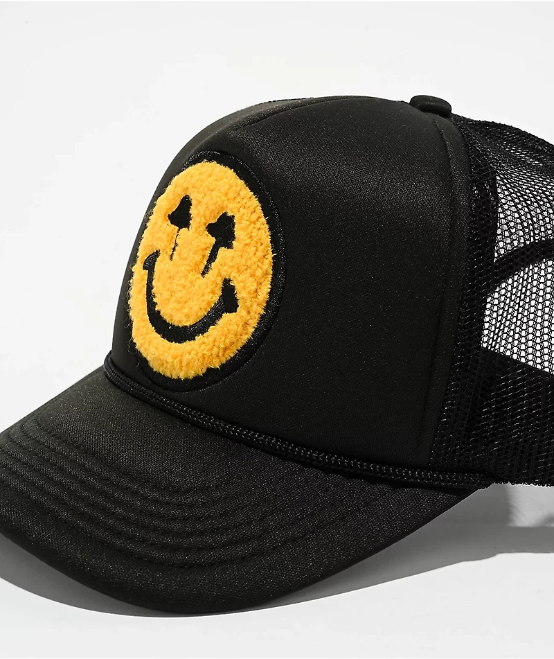 Happy Caps Double Blind Black Trucker Hat