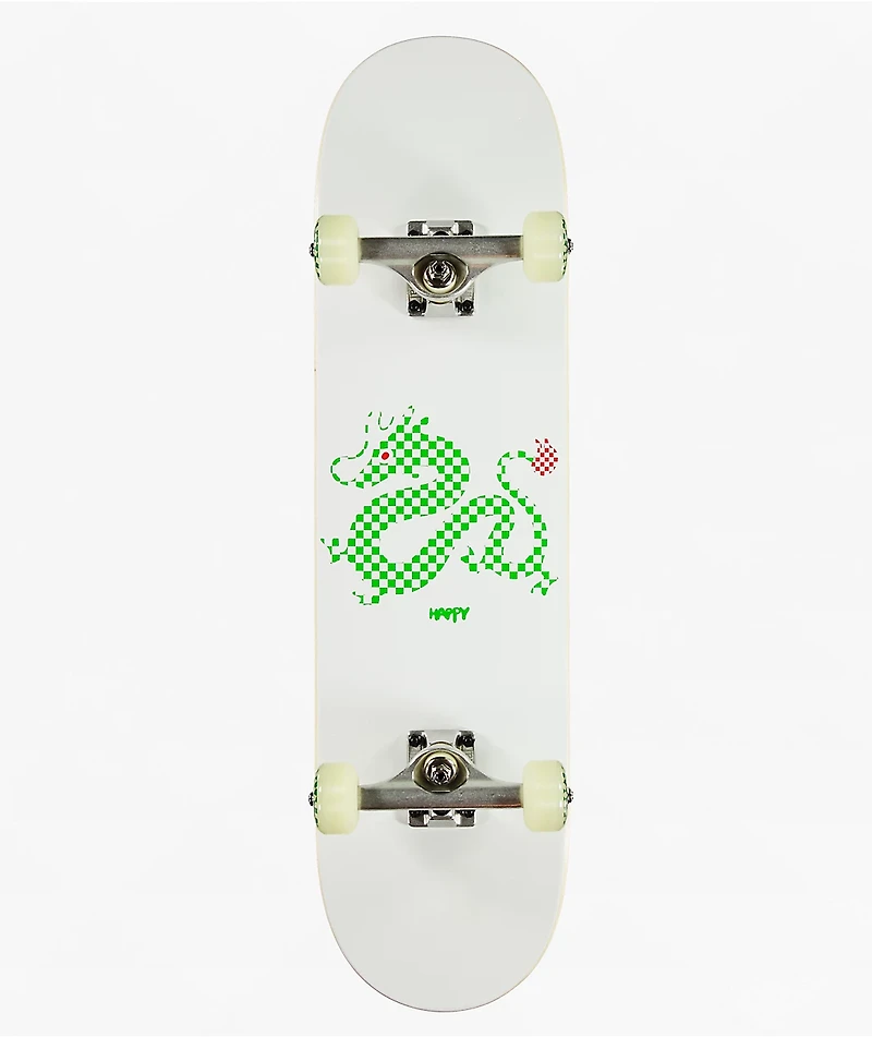 Happy Checker Dragon White 7.75" Skateboard Complete