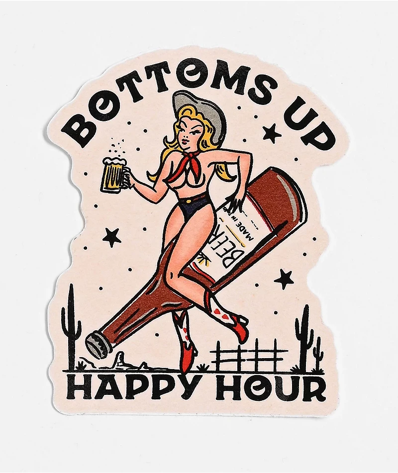 Happy Hour Bottoms Up Sticker