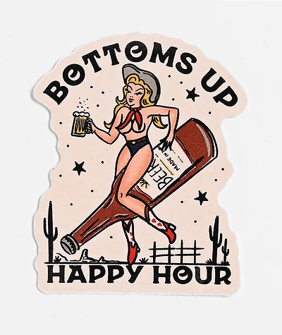 Happy Hour Bottoms Up Sticker