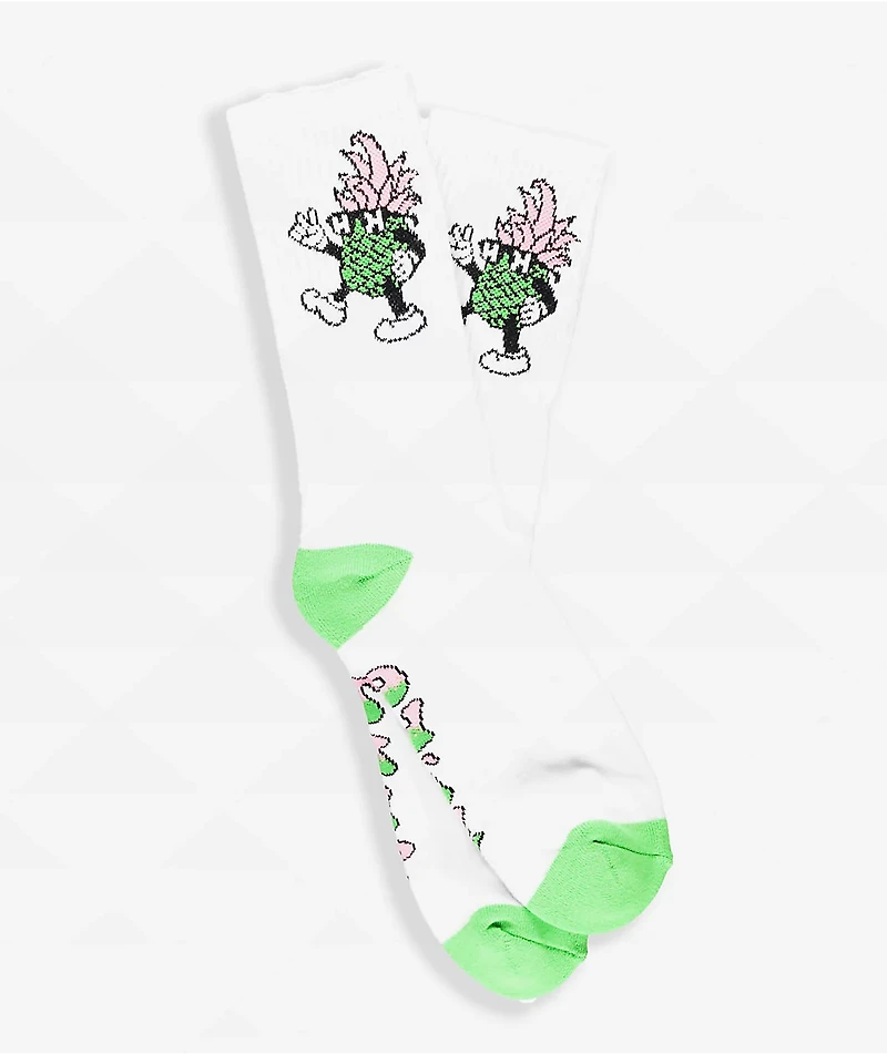 Happy Hour Dancing P White Crew Socks