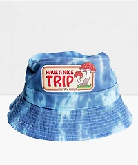 Happy Hour Have A Nice Trip Blue Wash Bucket Hat