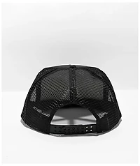 Happy Hour Skull And Roses Black Trucker Hat