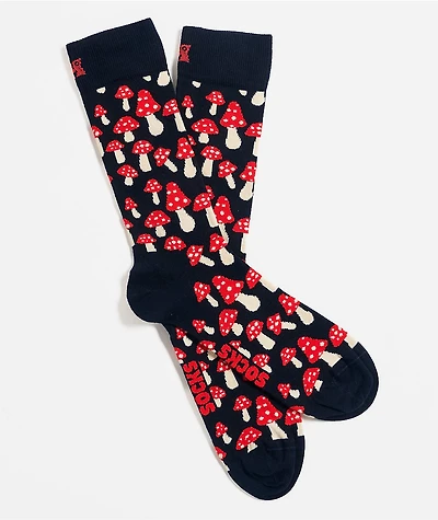 Happy Socks Mushroom Navy Crew Socks