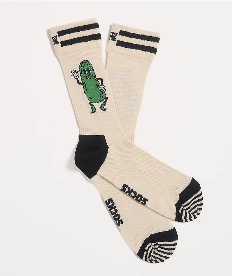 Happy Socks Pickle Beige Crew Socks