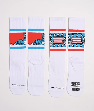 Happy Socks x Marvel Captain America 2 Pack White Crew Socks
