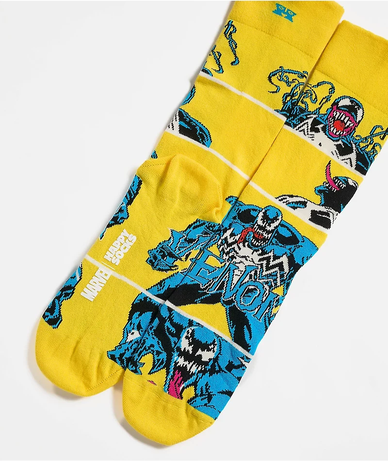 Happy Socks x Marvel Symbiote Yellow Crew Socks