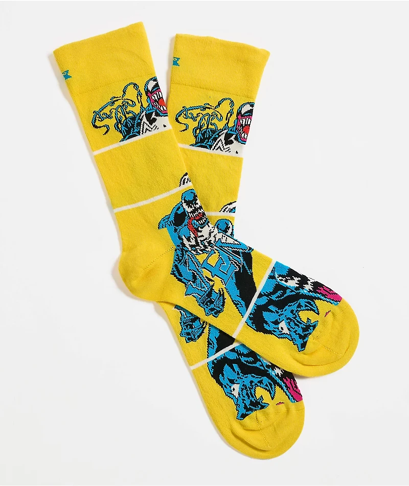 Happy Socks x Marvel Symbiote Yellow Crew Socks