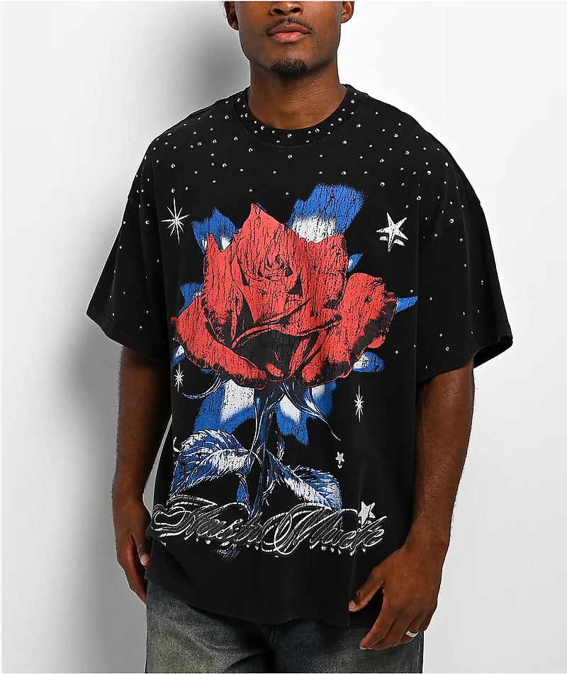 Hasta Muerte Roses Black Wash T-Shirt
