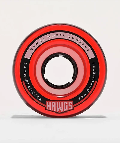 Hawgs Fatty 63mm 78a Clear Red Cruiser Skateboard Wheels