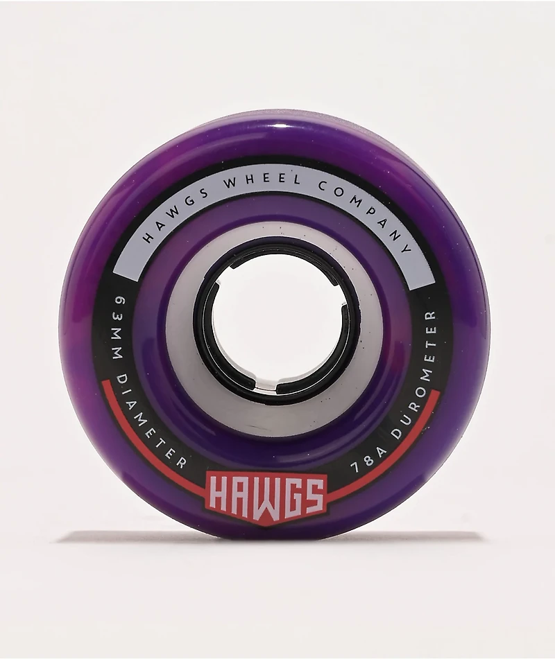 Hawgs Fatty 63mm 78a Purple & Pink Swirl Cruiser Skateboard Wheels