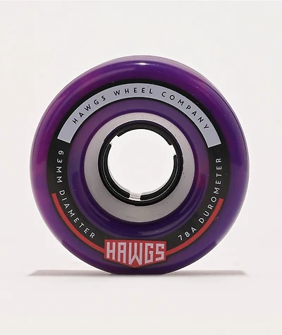 Hawgs Fatty 63mm 78a Purple & Pink Swirl Cruiser Skateboard Wheels