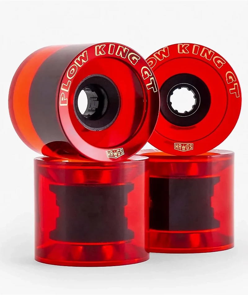 Hawgs Plow King GT 74mm 76a Red Gloss Cruiser Skateboard Wheels
