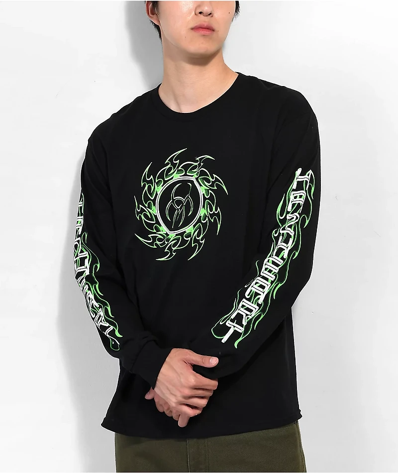 Hazheart Green Logo Black Long Sleeve T-Shirt