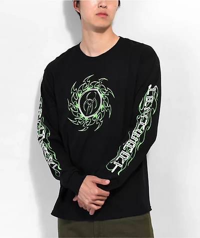 Hazheart Green Logo Black Long Sleeve T-Shirt