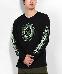 Hazheart Green Logo Black Long Sleeve T-Shirt