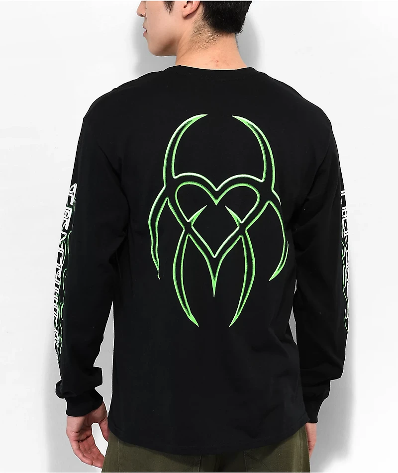 Hazheart Green Logo Black Long Sleeve T-Shirt
