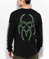 Hazheart Green Logo Black Long Sleeve T-Shirt