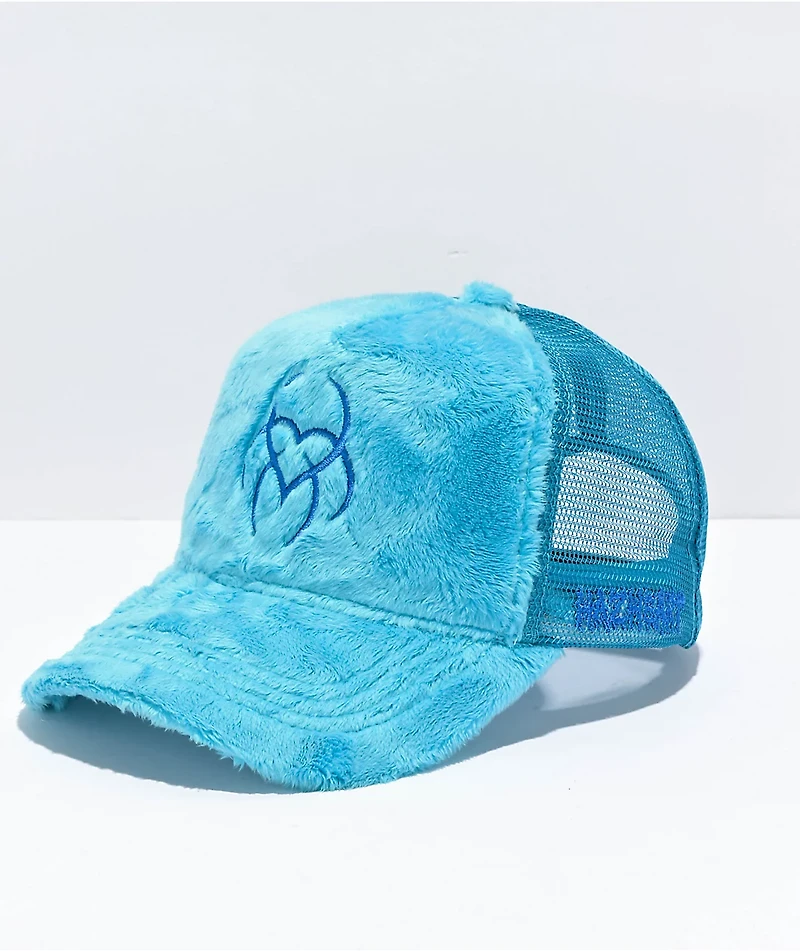 Hazheart Logo Blue Fuzzy Trucker Hat