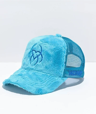 Hazheart Logo Blue Fuzzy Trucker Hat