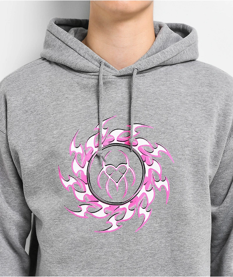 Hazheart Pink Flame Grey Hoodie