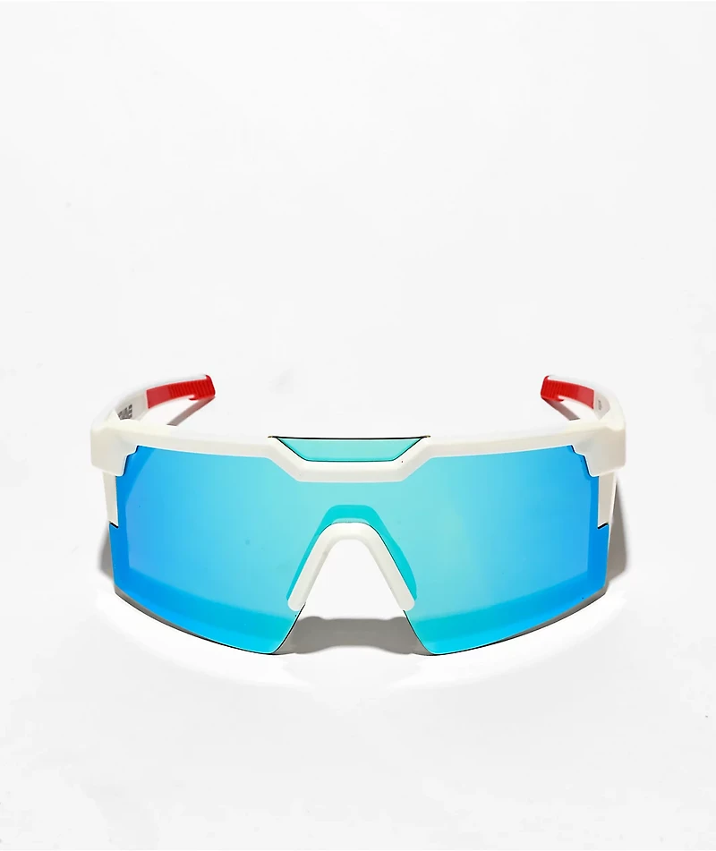 Heat Wave Future Tech Fire Blade White Sunglasses