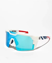 Heat Wave Future Tech Fire Blade White Sunglasses