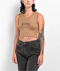 Hell & Company Braincase Brown Crop Tank Top