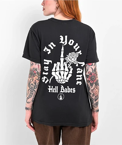 Hell Babes Stay Your Lane Black T-Shirt