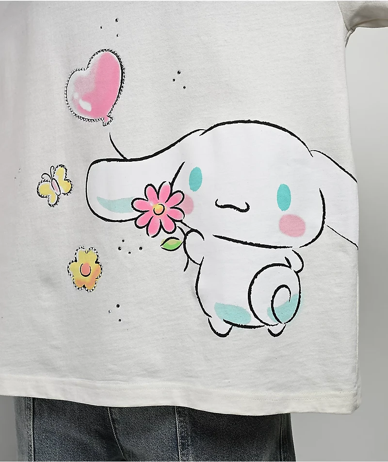 Hello Kitty® & Friends | A.LAB Cinnamoroll™ Pink Ribbon White T-Shirt