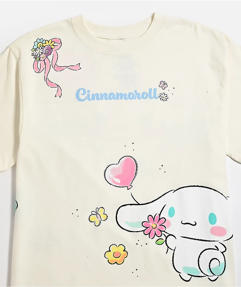 Hello Kitty® & Friends | A.LAB Cinnamoroll™ Pink Ribbon White T-Shirt