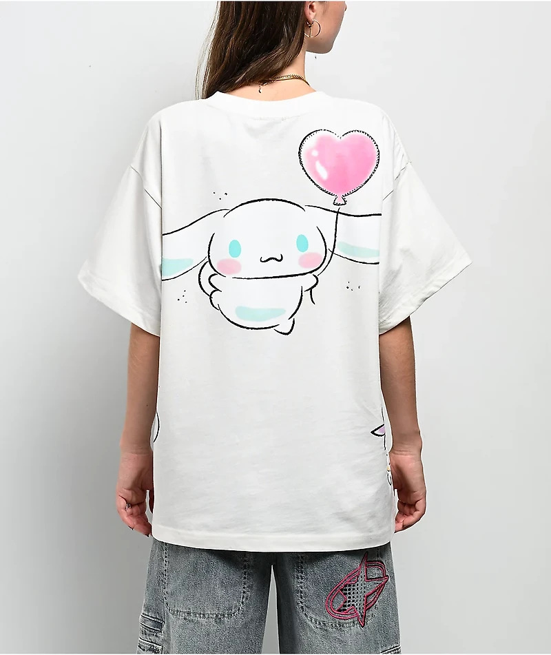 Hello Kitty® & Friends | A.LAB Cinnamoroll™ Pink Ribbon White T-Shirt