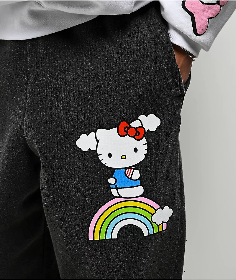 Hello Kitty® & Friends | A.LAB Hello Kitty Over The Rainbow Black Wash Sweatpants