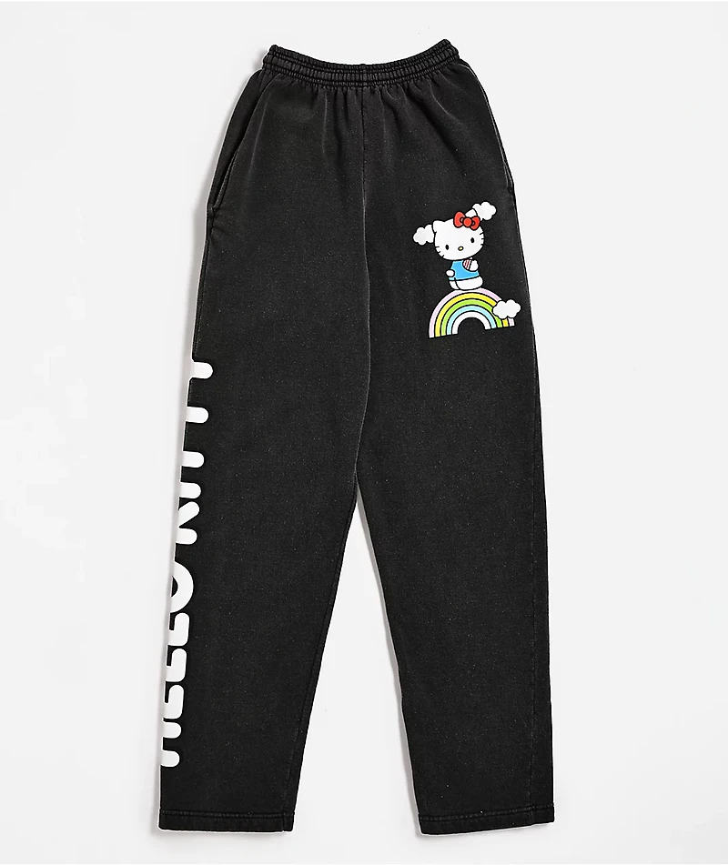 Hello Kitty® & Friends | A.LAB Hello Kitty Over The Rainbow Black Wash Sweatpants