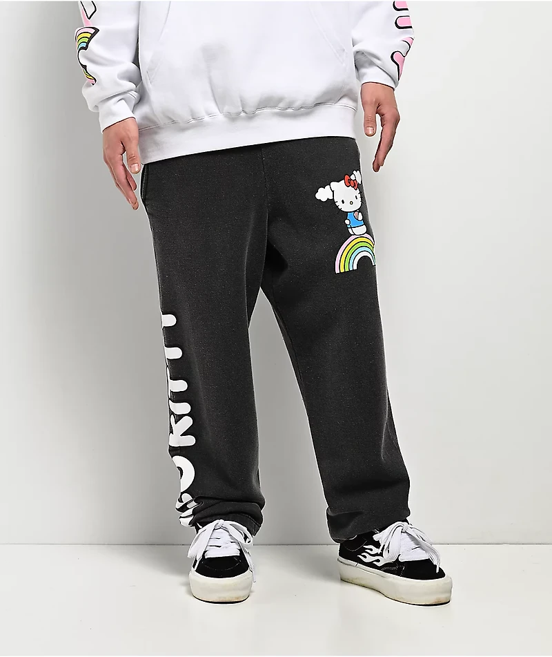 Hello Kitty® & Friends | A.LAB Hello Kitty Over The Rainbow Black Wash Sweatpants