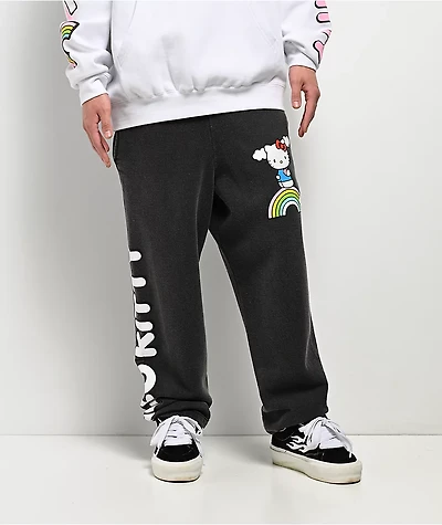 Hello Kitty® & Friends | A.LAB Hello Kitty Over The Rainbow Black Wash Sweatpants