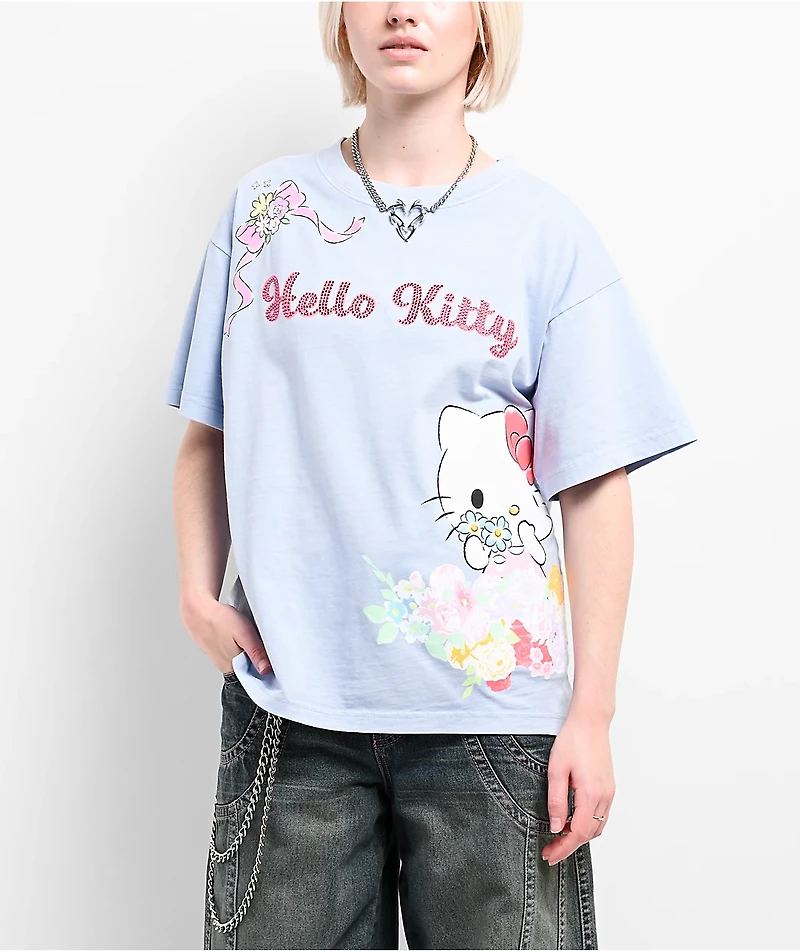 Hello Kitty® & Friends | A.LAB Hello Kitty Pink Ribbon Blue T-Shirt
