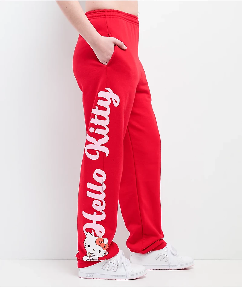 Hello Kitty® & Friends | A.LAB Hello Kitty Pink Ribbon Red Sweatpants